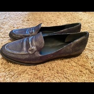 Silver metallic loafers